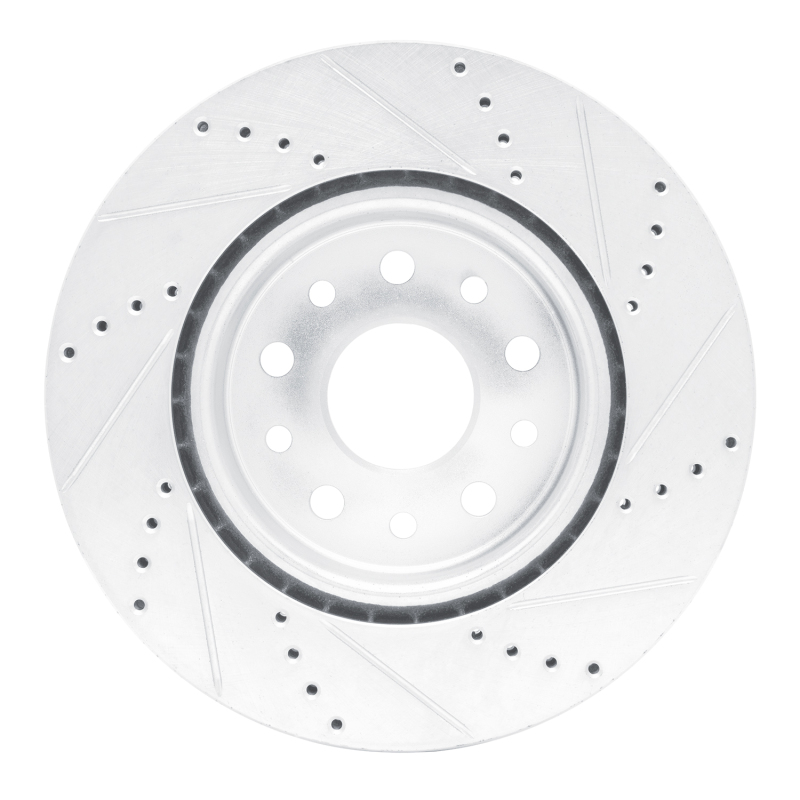 Jeep Grand Cherokee Brake Rotor (1) - Front Left - R1 Concepts - Drilled & Slotted - Silver - `22-`25
